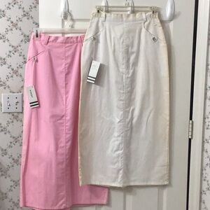 Bundle of 2 Cotton Maxi Skirts Size 7 | Pink & White | Pockets & Zipper